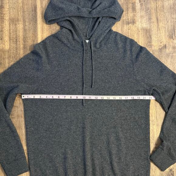 Everlane 100% Cashmere Hoodie Sweater Pullover Long Sleeve Gray Unisex Large - Picture 4 of 8
